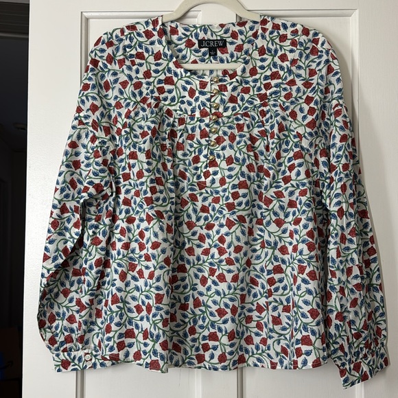 J.Crew Shirred popover top in rosewood floral CI523 - Picture 8 of 10